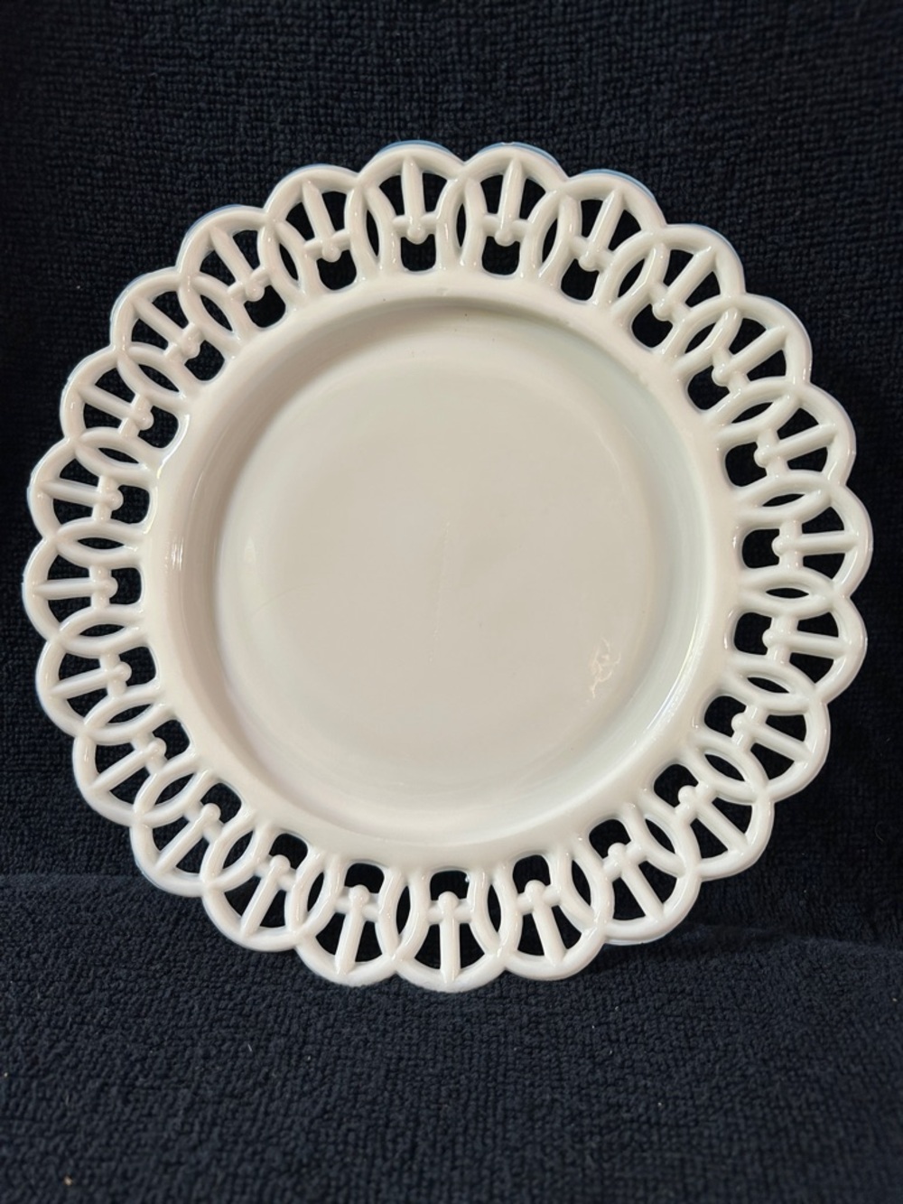 Westmoreland Wicker Edge White Milk Glass Open Lace Edge Plate
